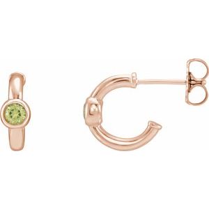 Natural Peridot J-Hoop Earrings