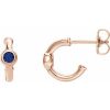 14K Rose Natural Blue Sapphire Huggie Hoop Earrings