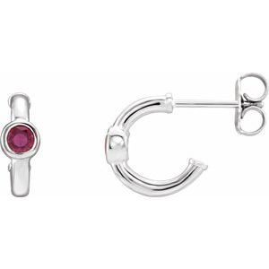 Natural Ruby J-Hoop Earrings