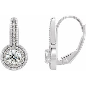 5/8 Ctw Natural Diamond Milgrain Halo-Style Dangle Earrings