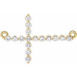 1/4 Ctw Natural Diamond Sideways Cross Necklace Center