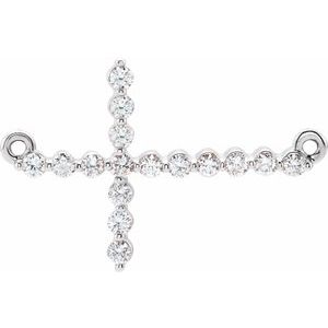 Platinum 1/4 CTW Natural Diamond Sideways Cross Necklace Center