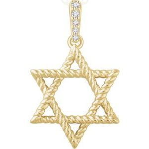 14K Yellow .025 CTW Natural Diamond Star of David Pendant