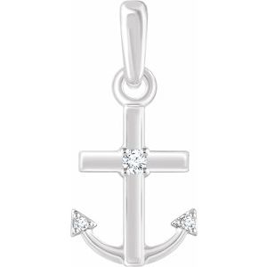 .03 Ctw Natural Diamond Anchor Pendant