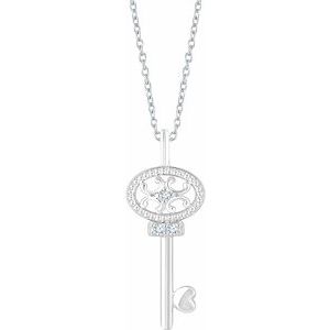 .03 Ctw Natural Diamond Key Necklace