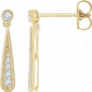 1/6 Ctw Natural Diamond Teardrop Earrings