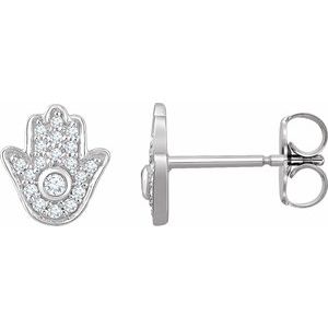 1/5 Ctw Natural Diamond Hamsa Earrings