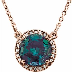 Lab-Grown Alexandrite And Natural Diamond Necklace