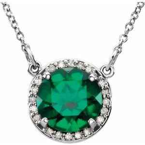 Lab-Grown Emerald And Natural Diamond Necklace