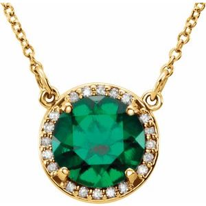 Lab-Grown Emerald And Natural Diamond Necklace