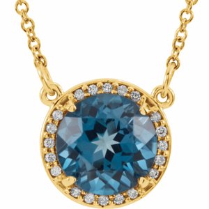 Natural Topaz And .04 Ctw Natural Diamond Necklace