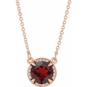 Natural Garnet And .04 Ctw Natural Diamond Necklace