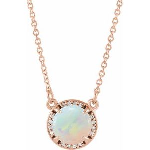 Natural Opal And Natural Diamond Necklace