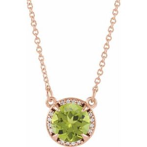 Natural Peridot And Natural Diamond Necklace