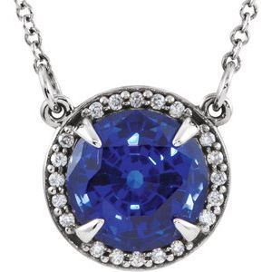 Lab-Grown Sapphire And Natural Diamond Necklace