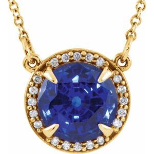 Lab-Grown Sapphire And Natural Diamond Necklace