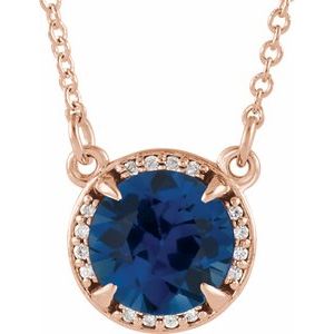 Lab-Grown Sapphire And Natural Diamond Necklace