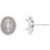 Sterling Silver 6×4 mm Oval 4-Prong Halo-Style Earring Mounting