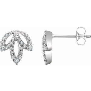 1/4 Ctw Natural Diamond Leaf Earrings