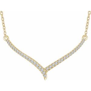 14K Yellow 1/6 CTW Natural Diamond 16-18″ V Necklace