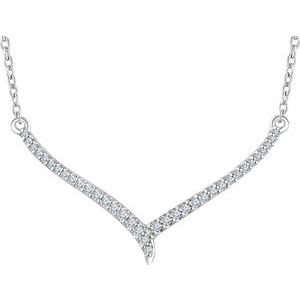 14K White 1/6 CTW Natural Diamond 16-18″ V Necklace