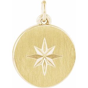 14K Yellow Star Disc Pendant