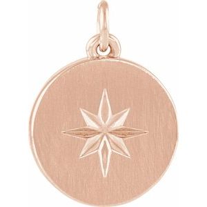 14K Rose Star Disc Pendant