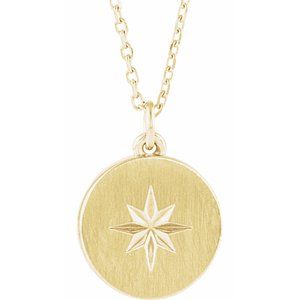 14K Yellow Star Disc 16-18″ Necklace