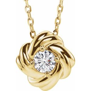 14K Yellow 1/6 CTW Natural Diamond Knot 16-18″ Necklace