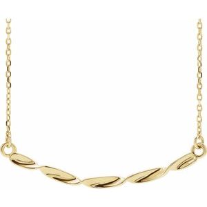 14K Yellow Twisted Bar 16-18″ Necklace