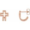 14K Rose Open Cross J-Hoop Earrings