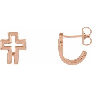 Open Cross J-Hoop Earrings