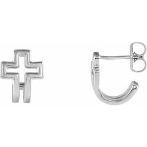 Open Cross J-Hoop Earrings