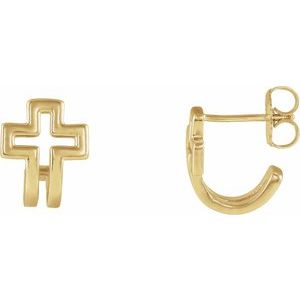 Open Cross J-Hoop Earrings