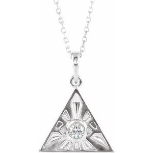 Platinum 1/10 CTW Natural Diamond Eye of Providence 16-18″ Necklace