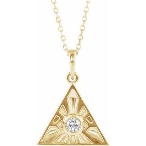 14K Yellow 1/10 CTW Natural Diamond Eye of Providence 16-18″ Necklace