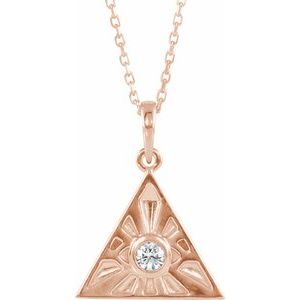 14K Rose 1/10 CTW Natural Diamond Eye of Providence 16-18″ Necklace