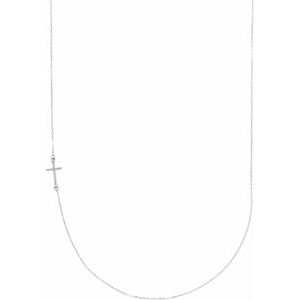 Platinum .04 CTW Natural Diamond Off-Center Sideways Cross 16″ Necklace