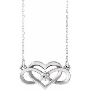 14K White 1/10 CTW Natural Diamond Infinity-Inspired Heart 16-18″ Necklace