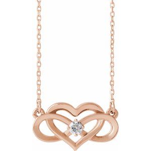 14K Rose 1/10 CTW Natural Diamond Infinity-Inspired Heart 16-18″ Necklace