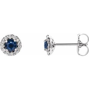 Natural Blue Sapphire And 1/10 Ctw Natural Diamond Earrings