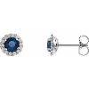 Platinum 4.5 mm Natural Blue Sapphire & 1/10 CTW Natural Diamond Earrings