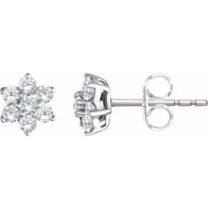 3/8 Ctw Natural Diamond Flower Earrings With Backs