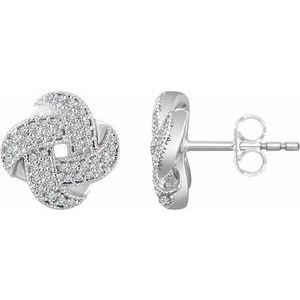 1/3 Ctw Natural Diamond Knot Earrings With Backs