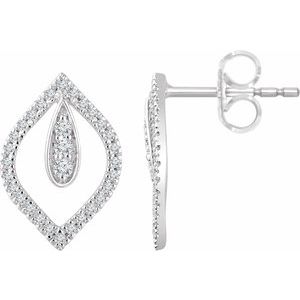 1/4 Ctw Natural Diamond Teardrop Earrings