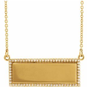 14K Yellow 1/6 CTW Natural Diamond Engravable Bar 18″ Necklace