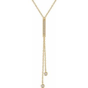 1/10 Ctw Natural Diamond Bar Y Necklace