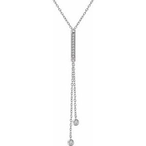 1/10 Ctw Natural Diamond Bar Y Necklace