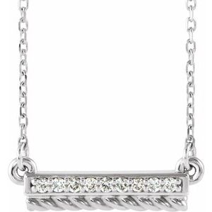 .08 Ctw Natural Diamond Rope Bar Necklace