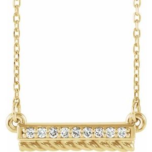 .08 Ctw Natural Diamond Rope Bar Necklace